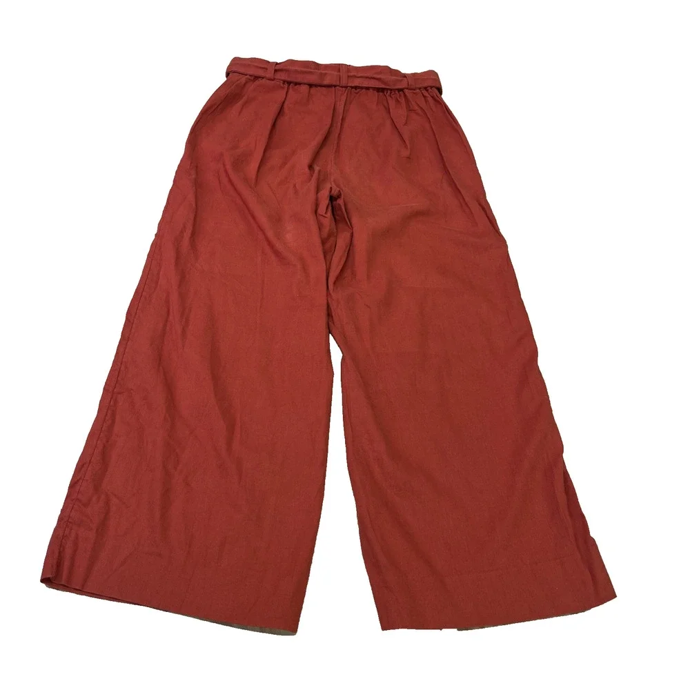 Banana Republic Rowan Wide Leg Crop Pants Linen Blend Womens 2 Boho Preppy